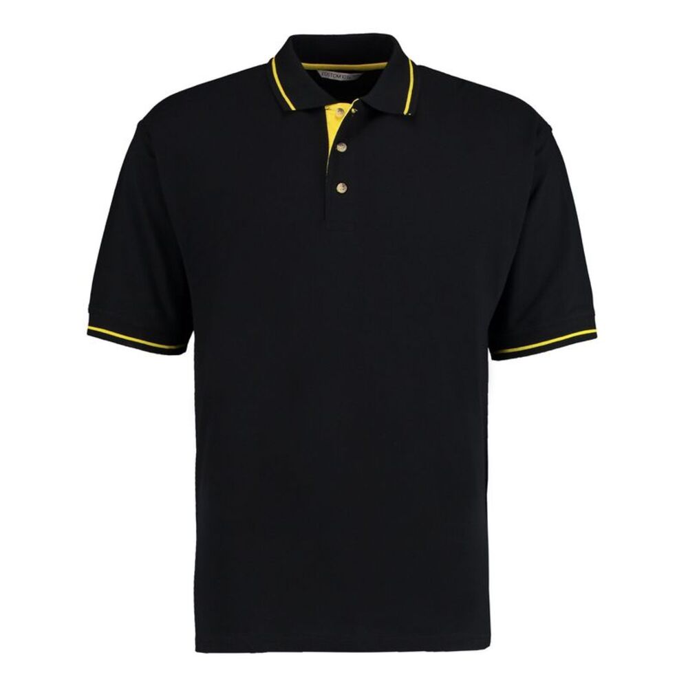 Kustom Kit Mens St Mellion Classic Polo Shirt / Black/Yellow